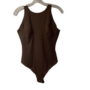 Pinsy High Neck Bonded Shapesuit In Brown Size Medium NEW